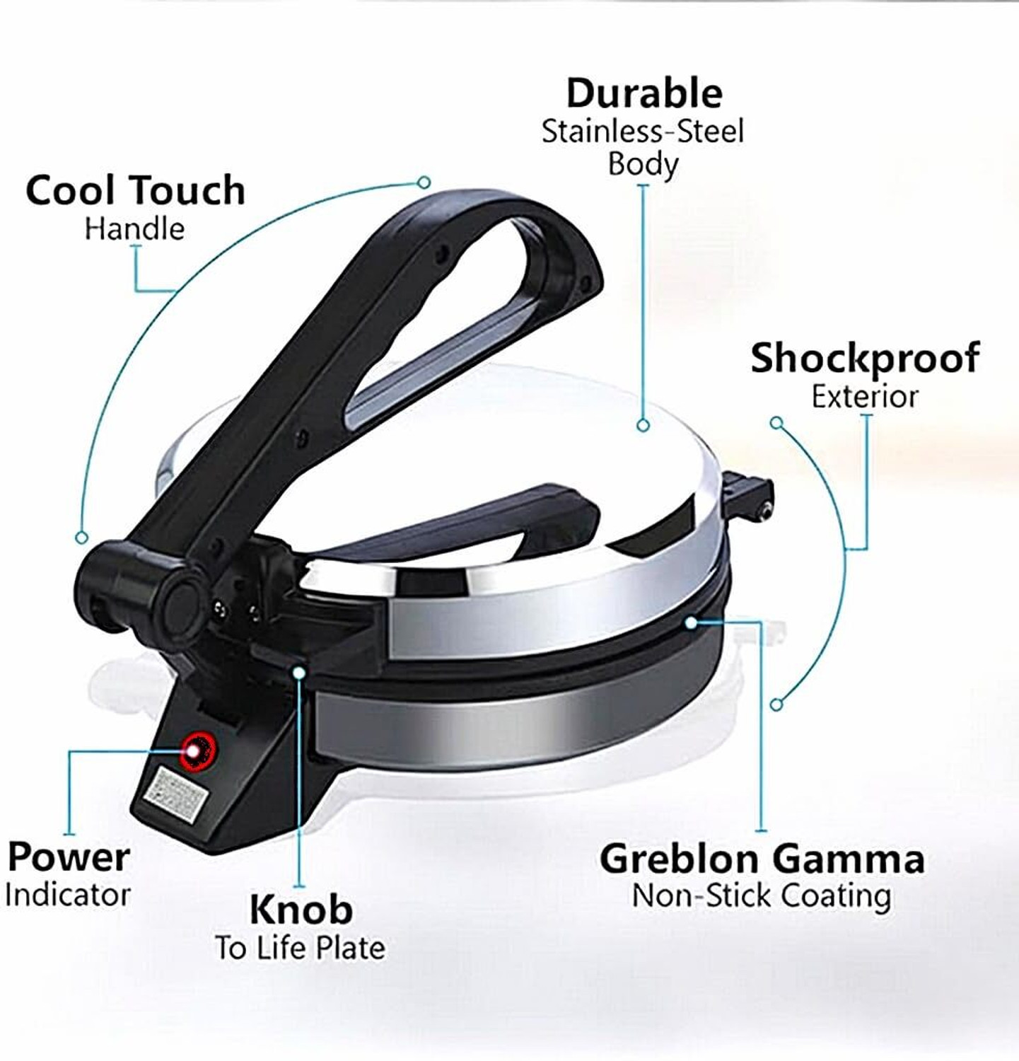 Image of Sunblaze Non Stick Electric 900 Watt Efficiency ISI Approved Roti and Khakra Maker