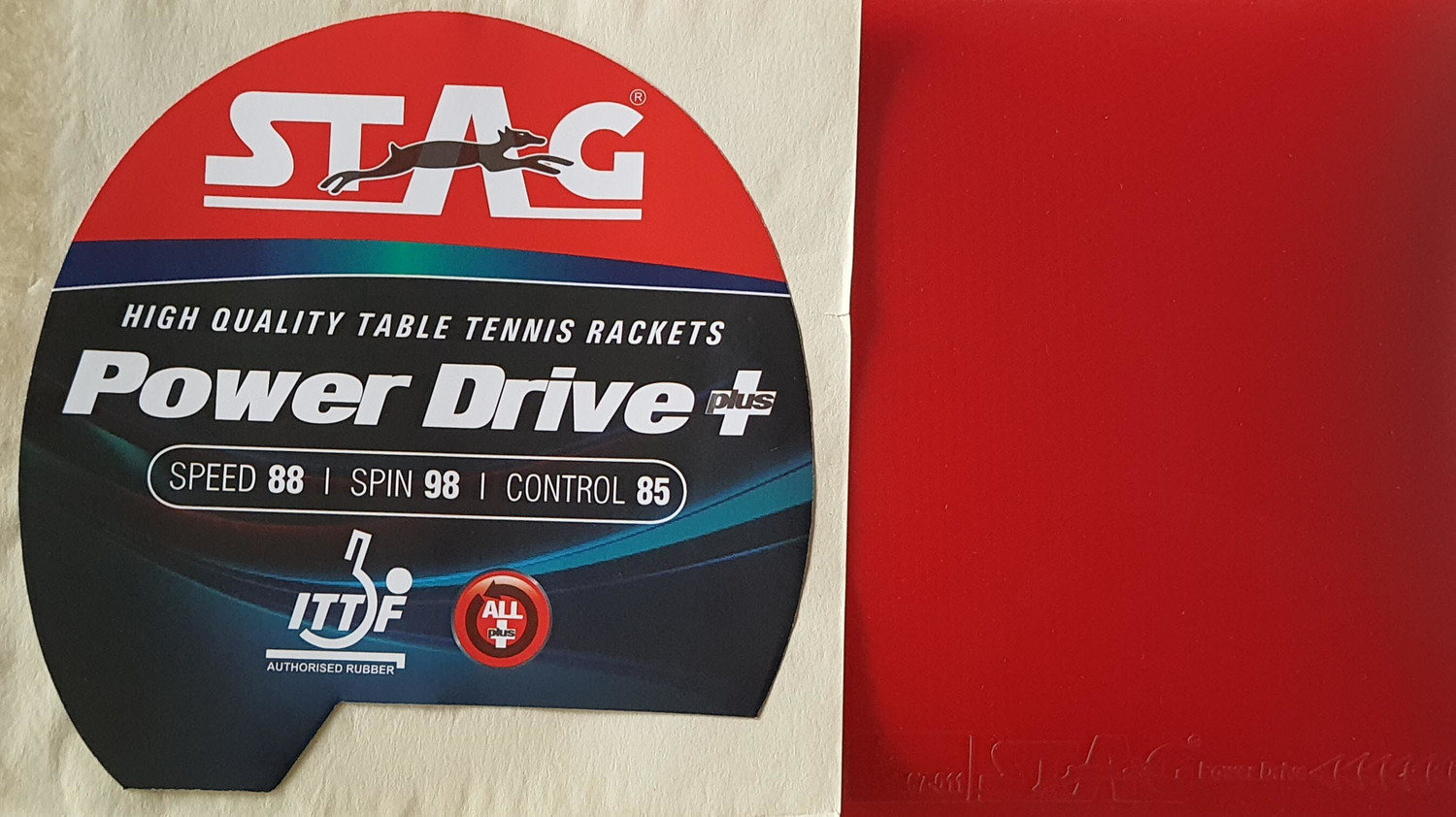 Stag iconic Power Drive Plus 1.8 mm Table Tennis Rubber Red - Image 1
