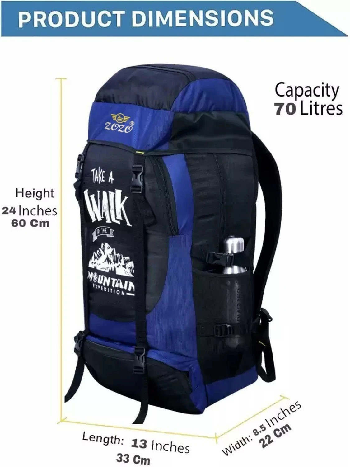 Image of Tropsy 65-L Travel Backpack For Outdoor Sport Hiking Trekking Bag Camping Rucksack Rucksack - 65 L (Red)
