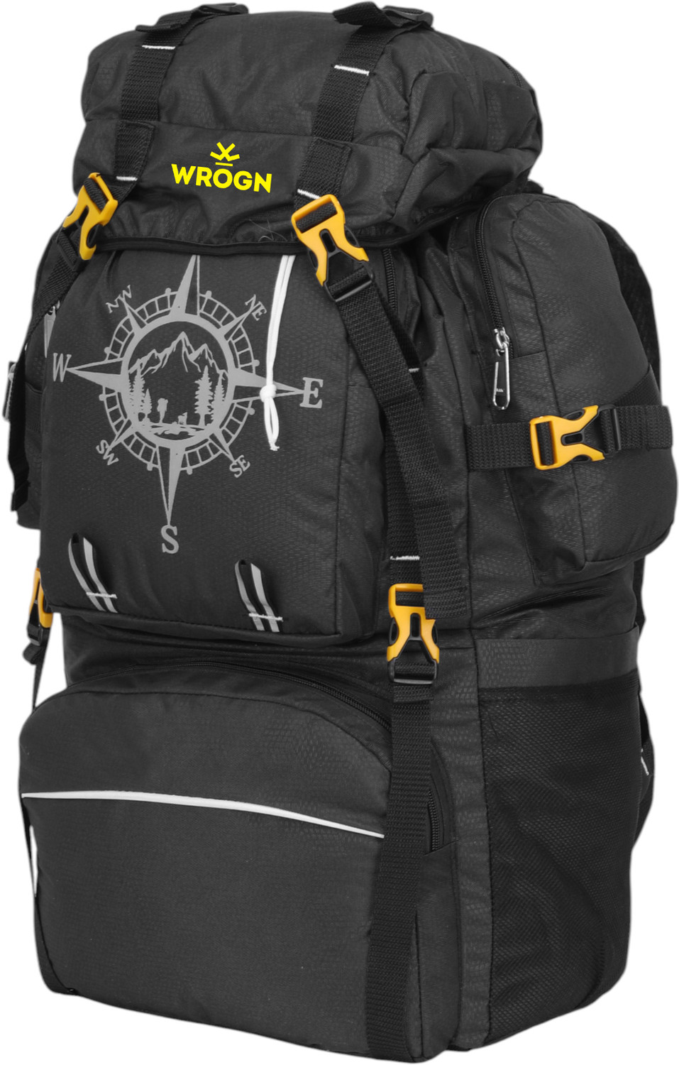 Image of WROGN Trekking Rucksack for Travel - Waterproof, Lightweight & Spacious Pack Rucksack - 75 L (Black)