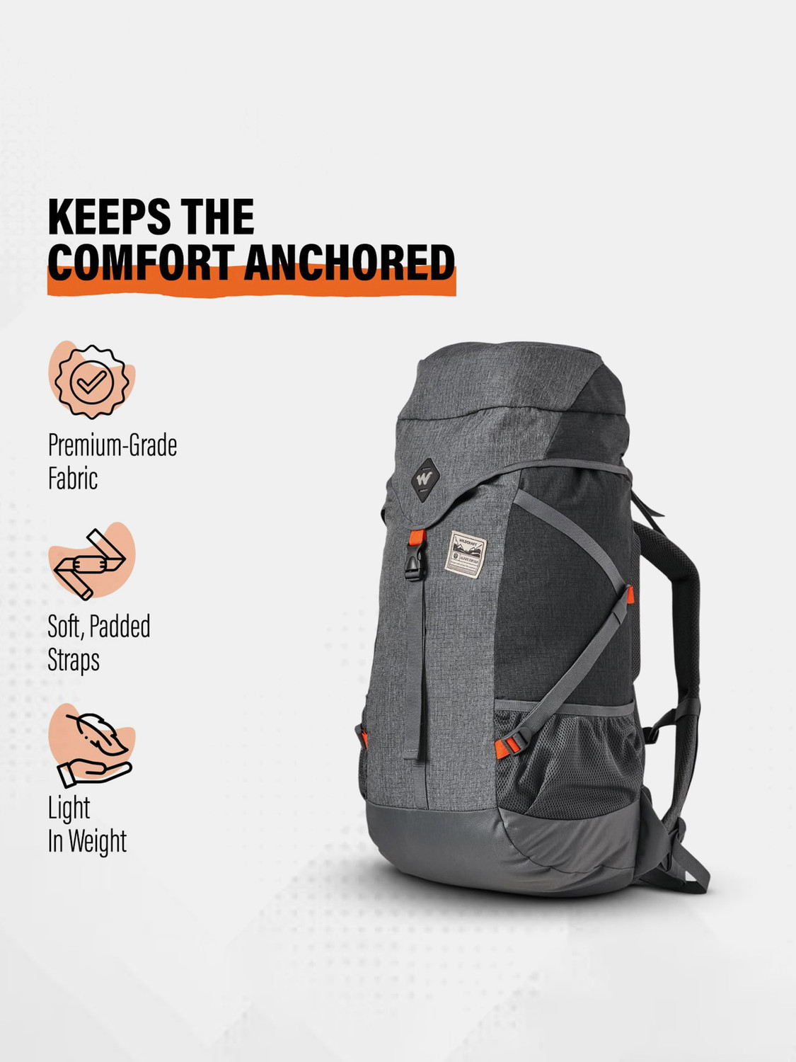 Image of Wildcraft Expedition RSK 45 Rucksack - 45 L (Grey)