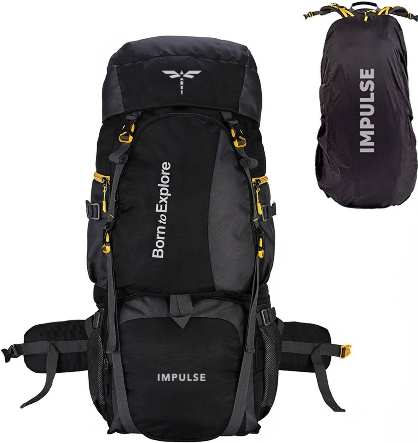 Image of IMPULSE Thames 85 Liter Rucksack Bag Waterproof Travelling Trekking Hiking Camping Luggage Bag & Backpack (Navy Blue) Rucksack - 85 L (Blue)