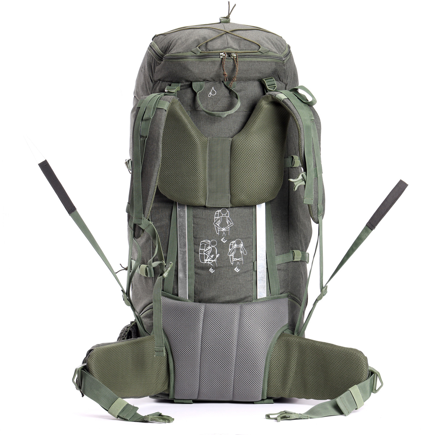 Image of Tripole Terra Backpacking and Trekking Rucksack with Front Opening, Rain Cover Rucksack - 50 L (Green)