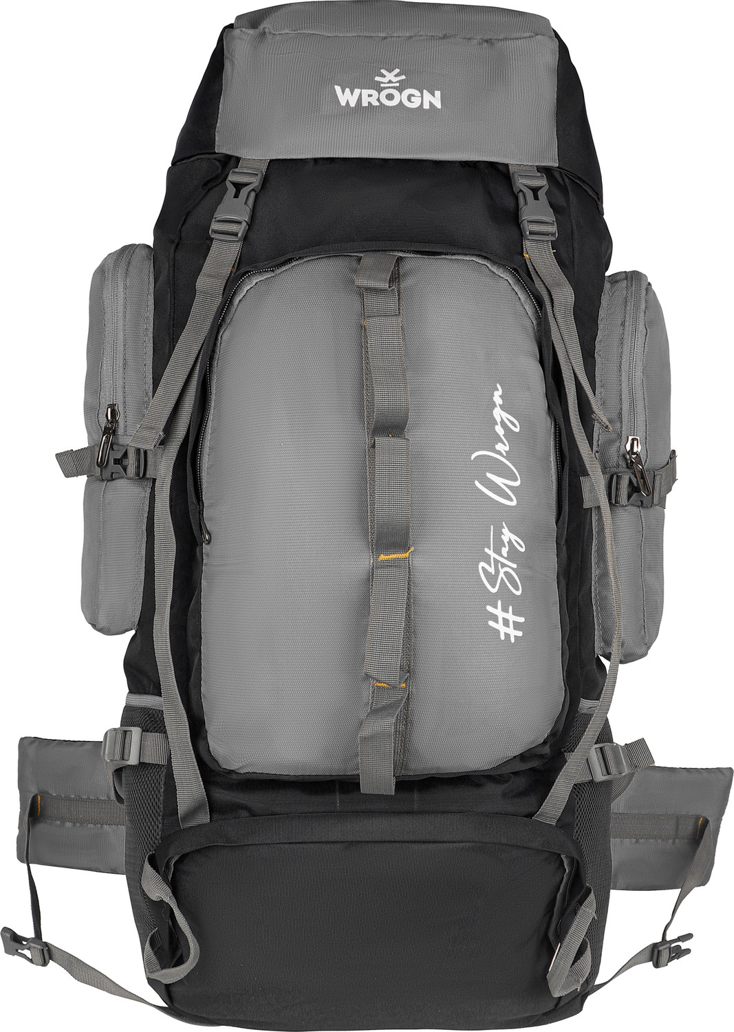 Image of WROGN travel bag tourist bag trekking bag rucksacks for men (S-72) Rucksack - 72 L (Green, Black)