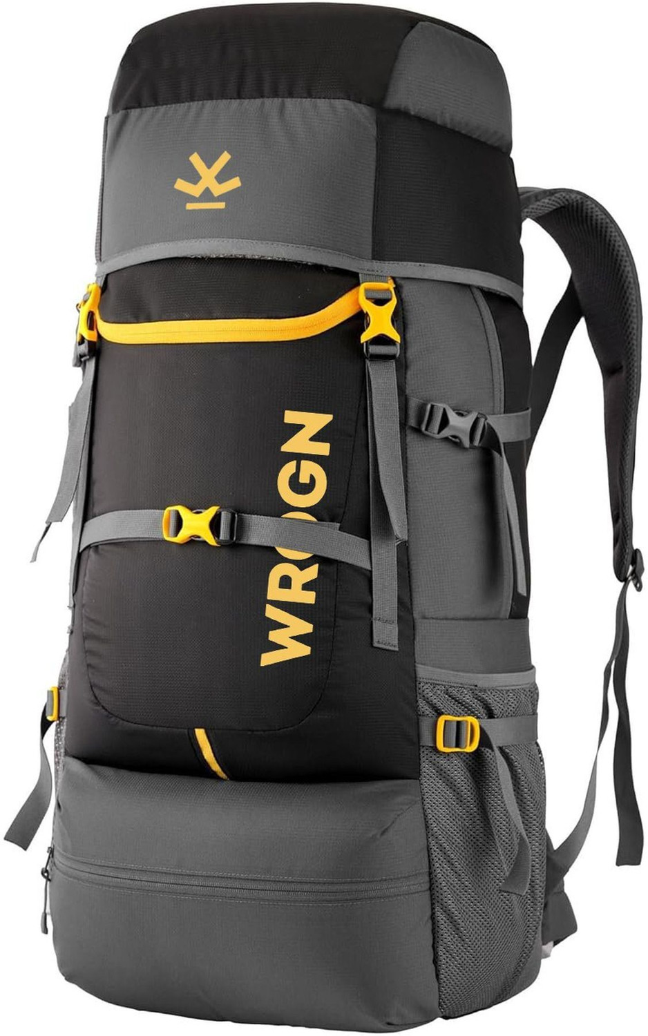 Image of WROGN travel bag tourist bag trekking bag rucksacks for men (S-72) Rucksack - 72 L (Green, Black)