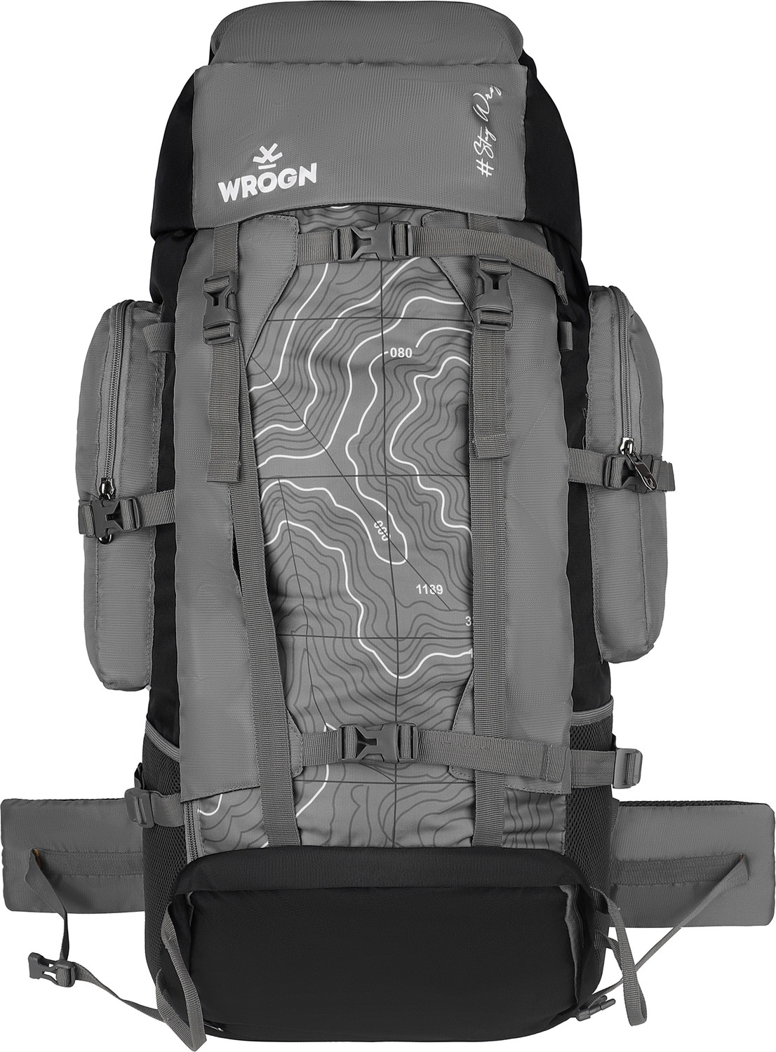 Image of WROGN travel bag tourist bag trekking bag rucksacks for men (S-72) Rucksack - 72 L (Green, Black)