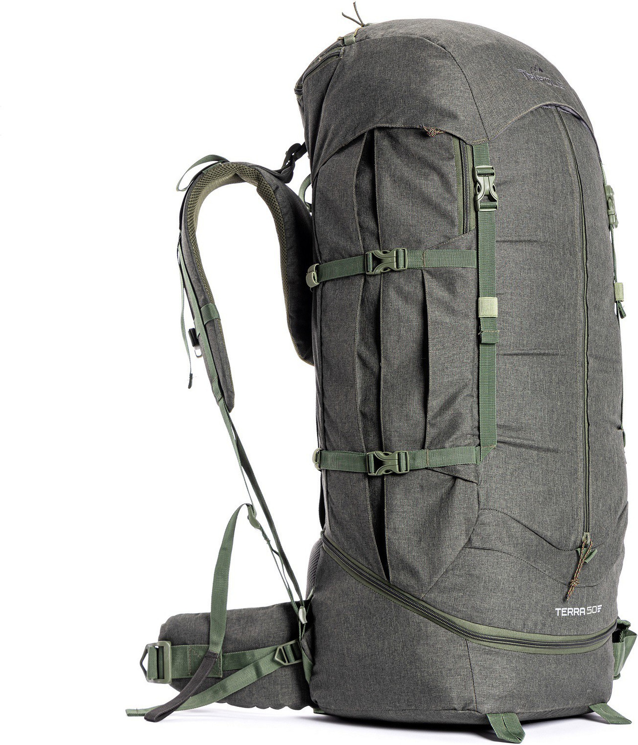 Image of Tripole Terra Backpacking and Trekking Rucksack with Front Opening, Rain Cover Rucksack - 50 L (Green)