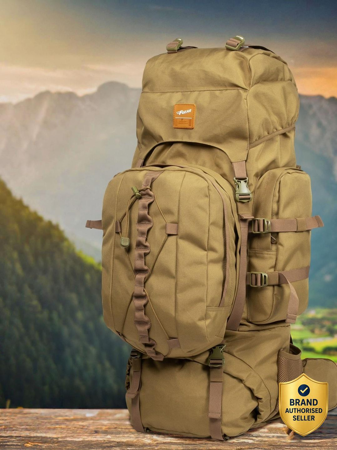 F Gear Levante 87L Khaki Rucksack - 87L Brown - Image 1