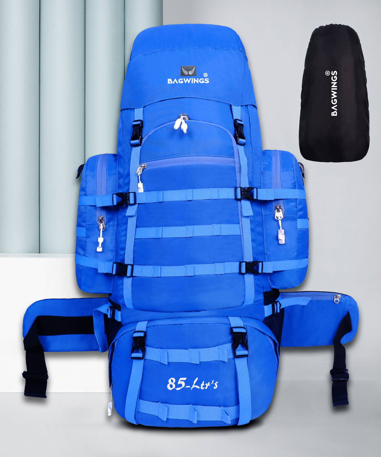 Image of BAGWINGS 85-L Waterproof Trekking Bag Hiking Backpack Travel Bag ( 1 year waranty) Rucksack - 85 L (Blue)