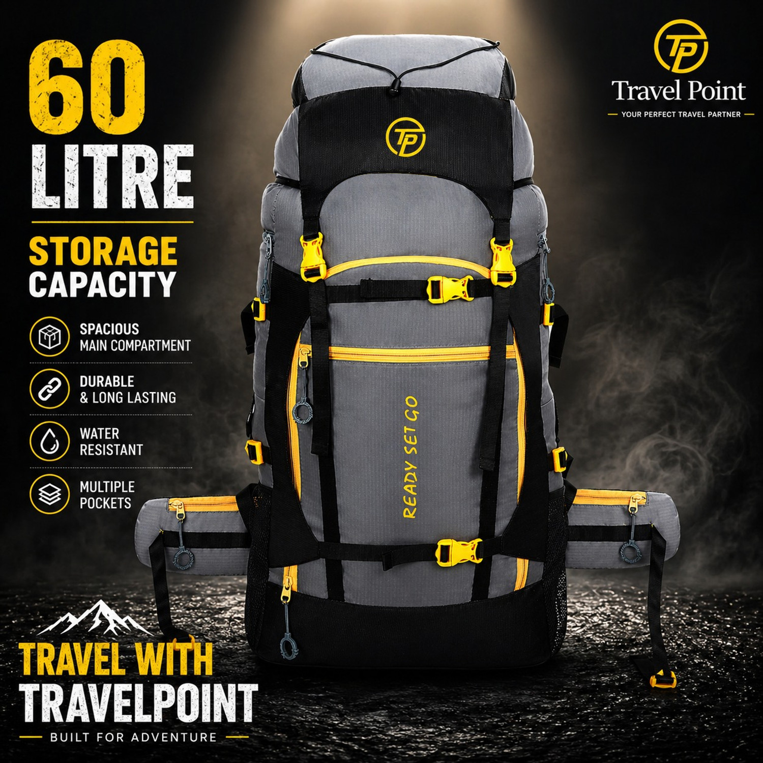 Travel Point 60L Waterproof Trekking Bag - Image 1