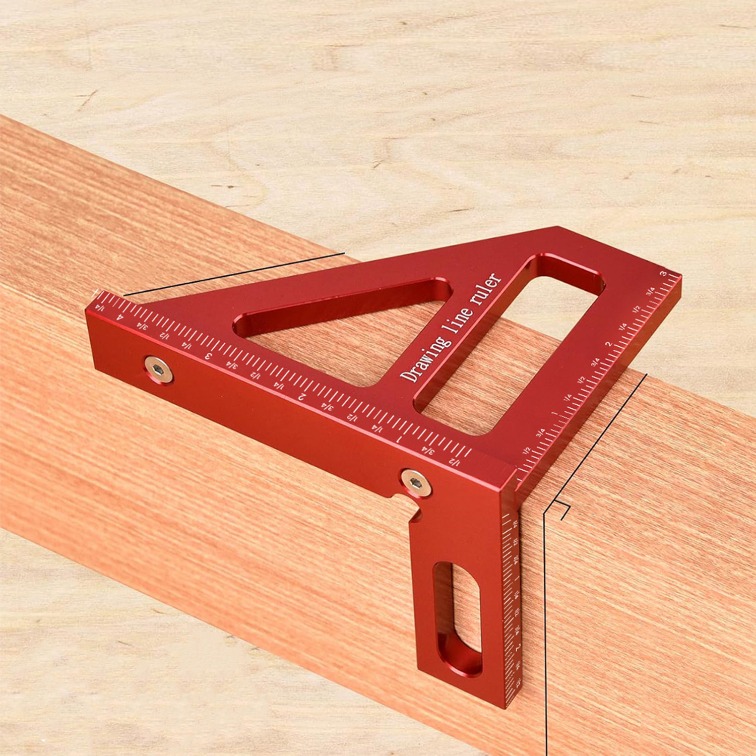 Image of Climberty Woodworking Ruler LRule Aluminum Alloy Marking Tool 45 90 Degree Laser Etched Ruler (Set of 1, Red)