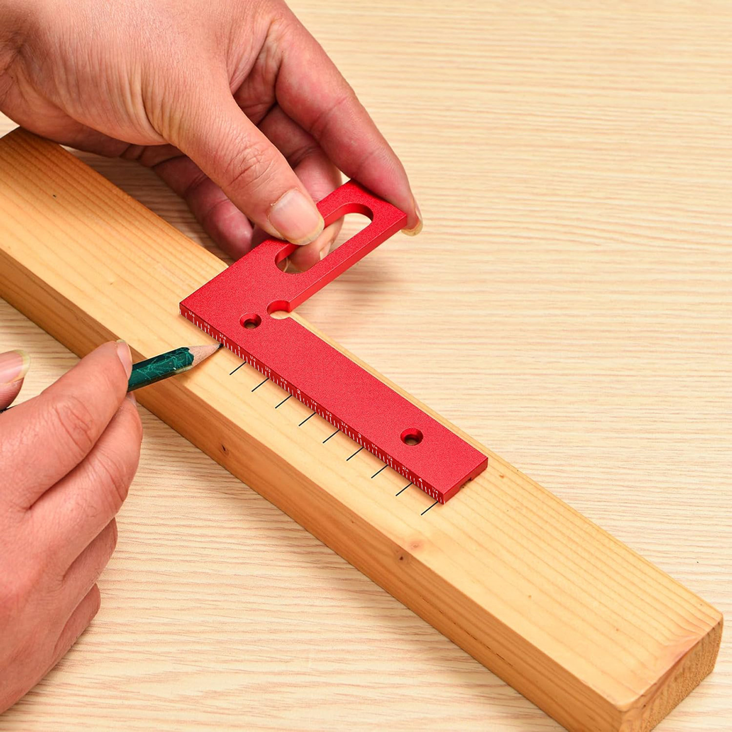 Image of Climberty Woodworking Ruler LRule Aluminum Alloy Marking Tool 45 90 Degree Laser Etched Ruler (Set of 1, Red)