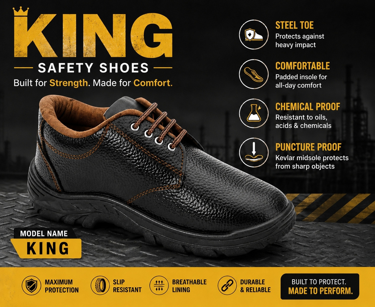 Image of SLT HUB Steel Toe Resin Safety Shoe (Black, S1, Size 6)