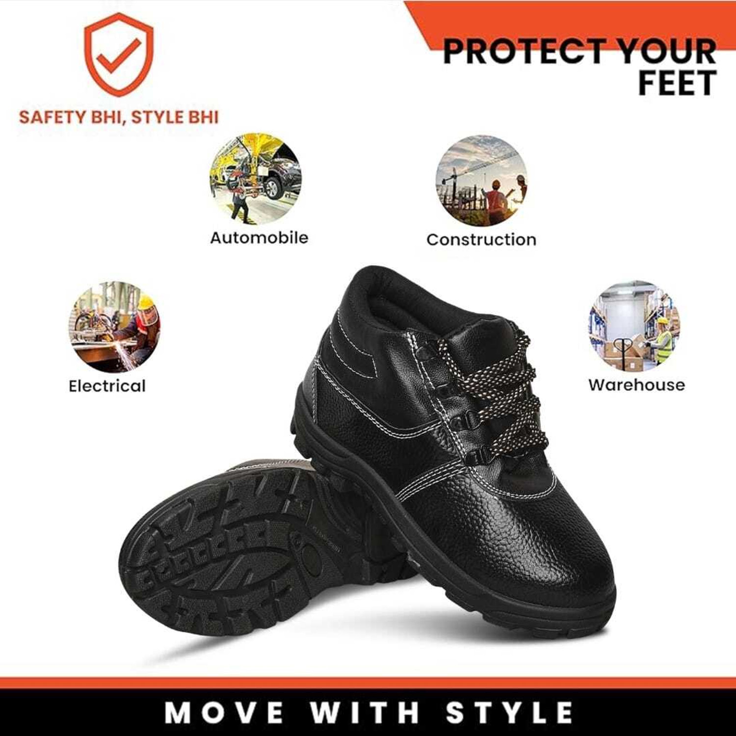 Image of SLT HUB Steel Toe Resin Safety Shoe (Black, S1, Size 6)