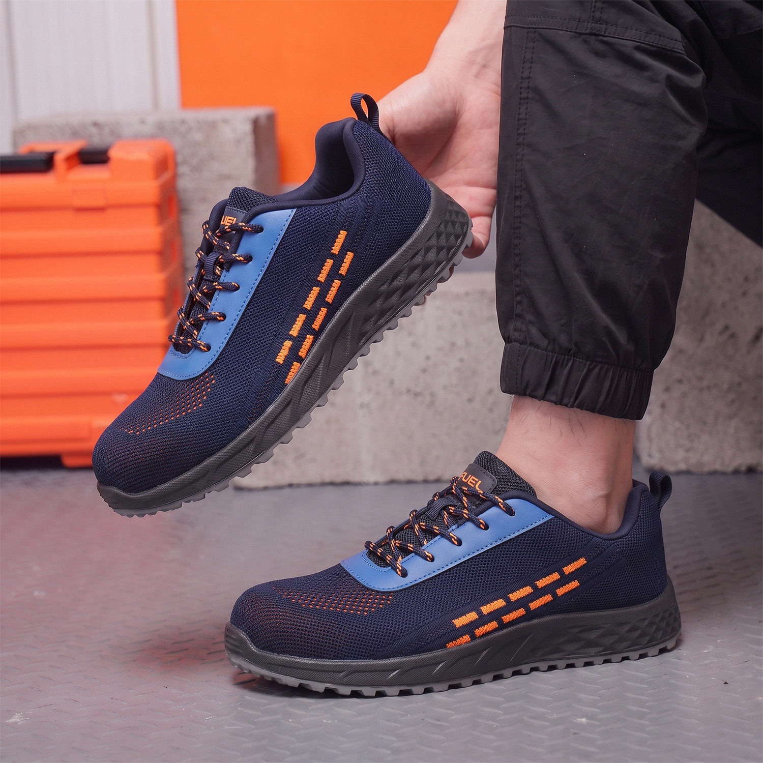 Image of FUEL SHOE Steel Toe Synthetic, PVC, Fabric Safety Shoe (Blue, Black, S1, Size 8)