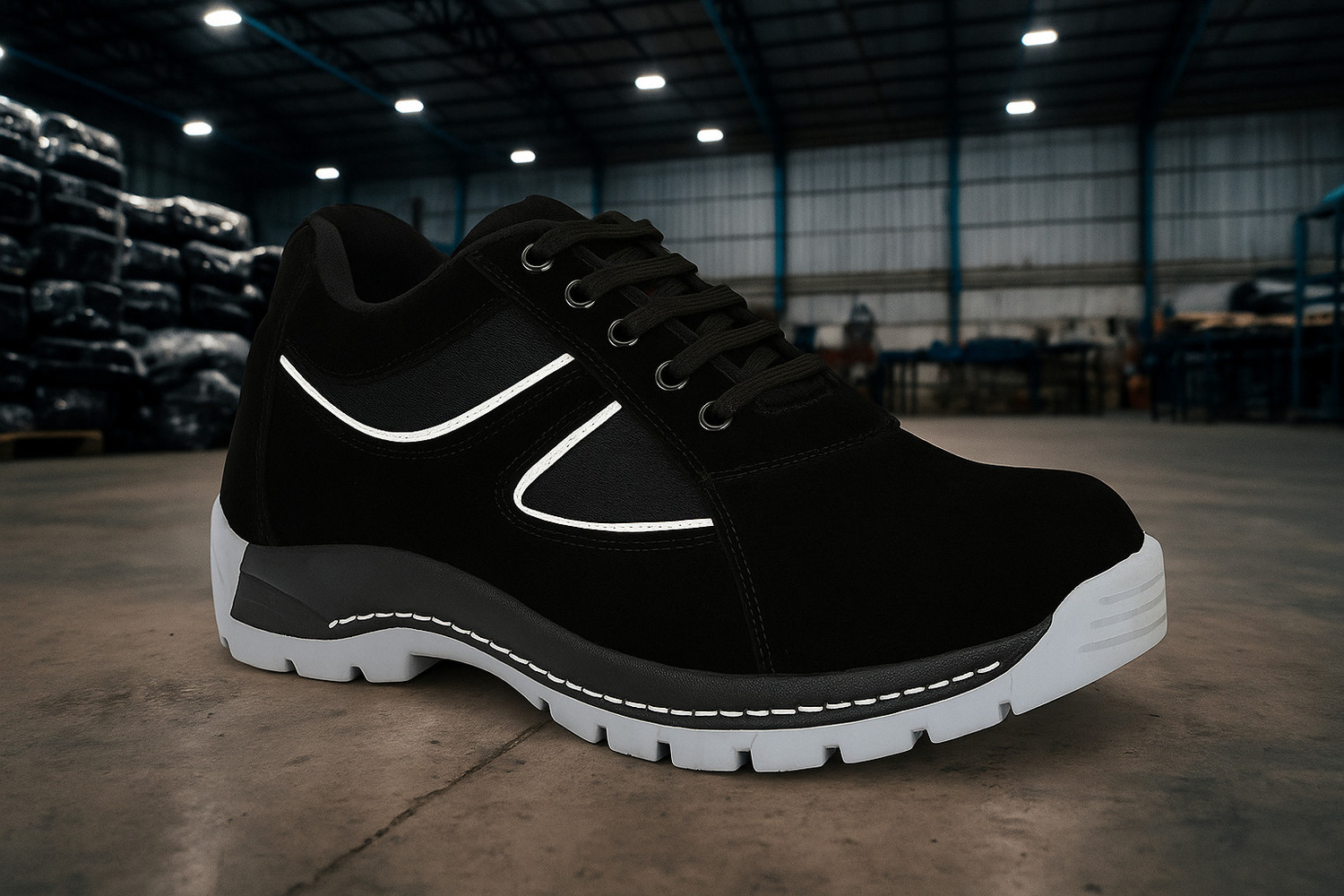Image of lucystores Steel Toe Artificial Leather Safety Shoe (Black, S2P, Size 8)