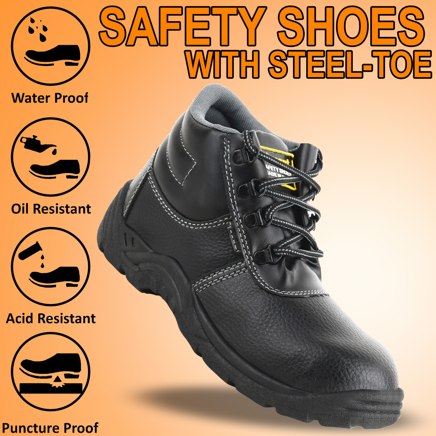 Image of SLT HUB Steel Toe Resin Safety Shoe (Black, S1, Size 6)