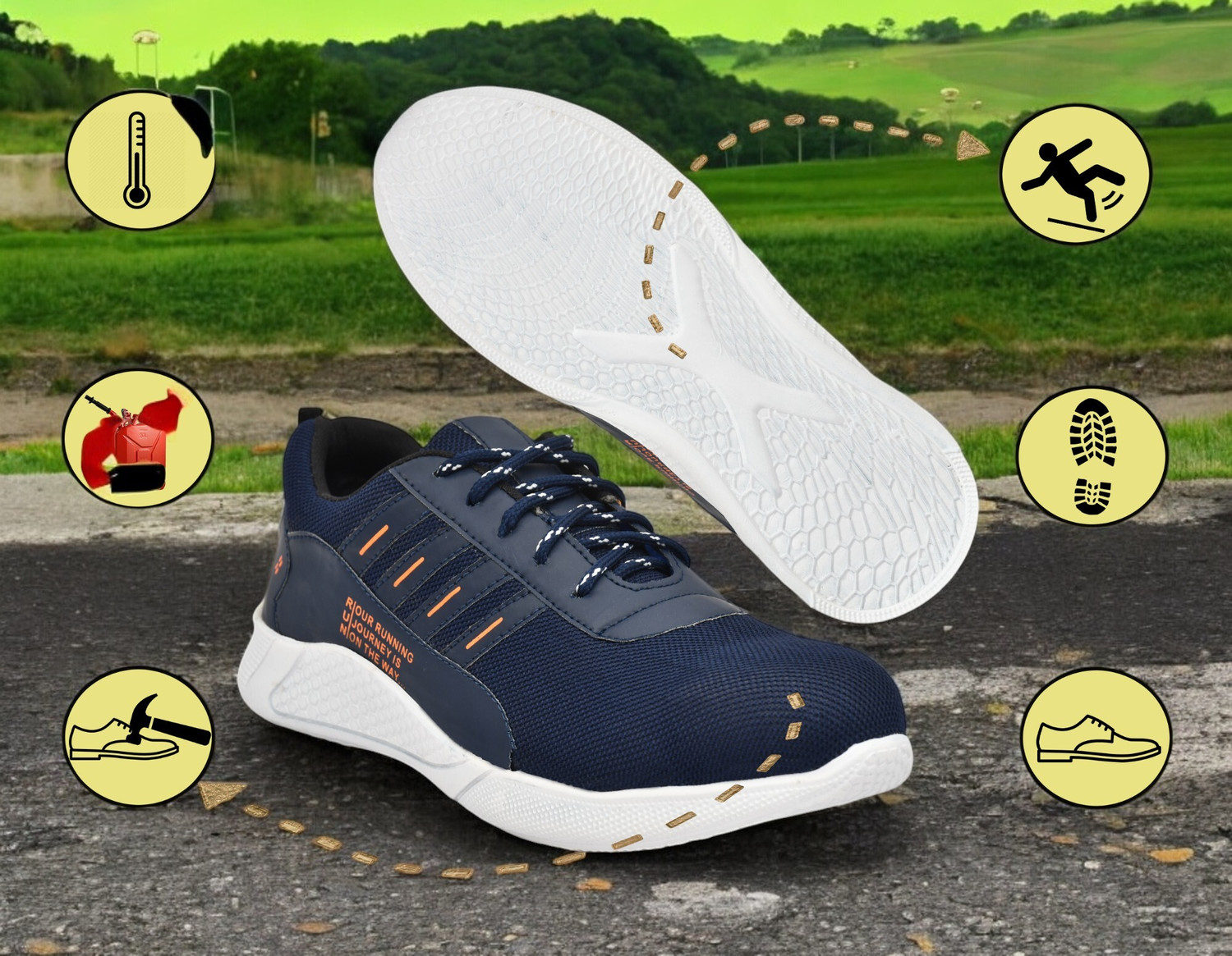 Image of Peclo Steel Toe Mesh Safety Shoe (Blue, S1P, Size 8)