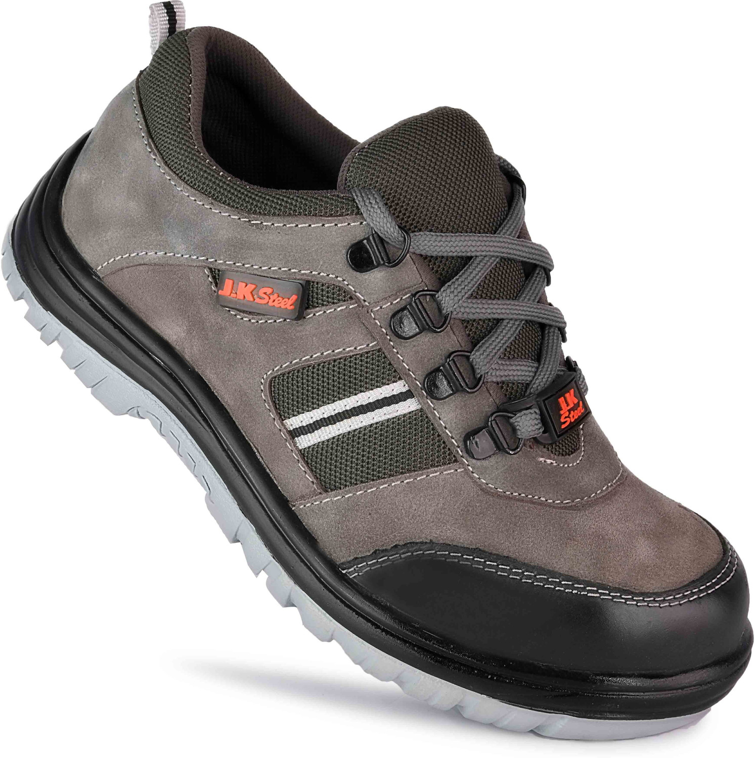 Image of JK STEEL Steel Toe Genuine Leather Safety Shoe (Grey, S1, Size 7)