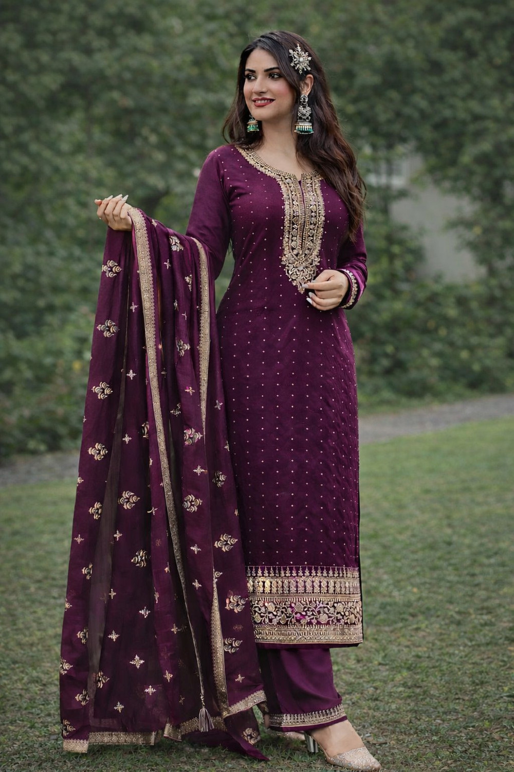 Image of SHISHKALA Printed Kurta, Trouser /Pant & Dupatta Set