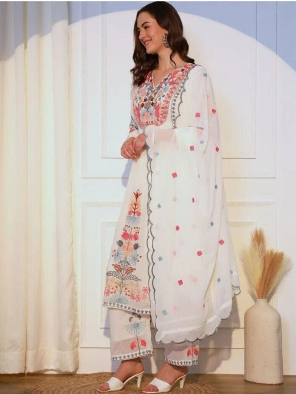 Khodiyar Floral Print Kurta, Trouser & Dupatta Set - Image 1