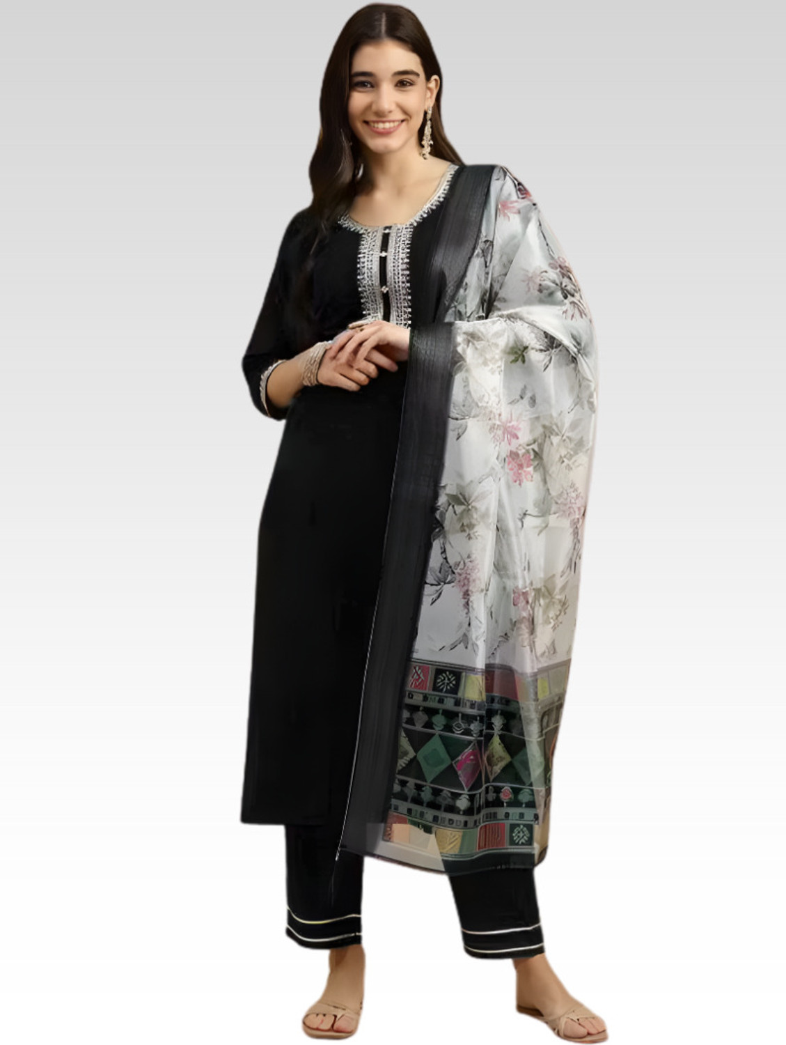 Image of MAA SHAKTI ENTERPRISE SHREE VASTRA Self Design Kurta, Trouser /Pant & Dupatta Set