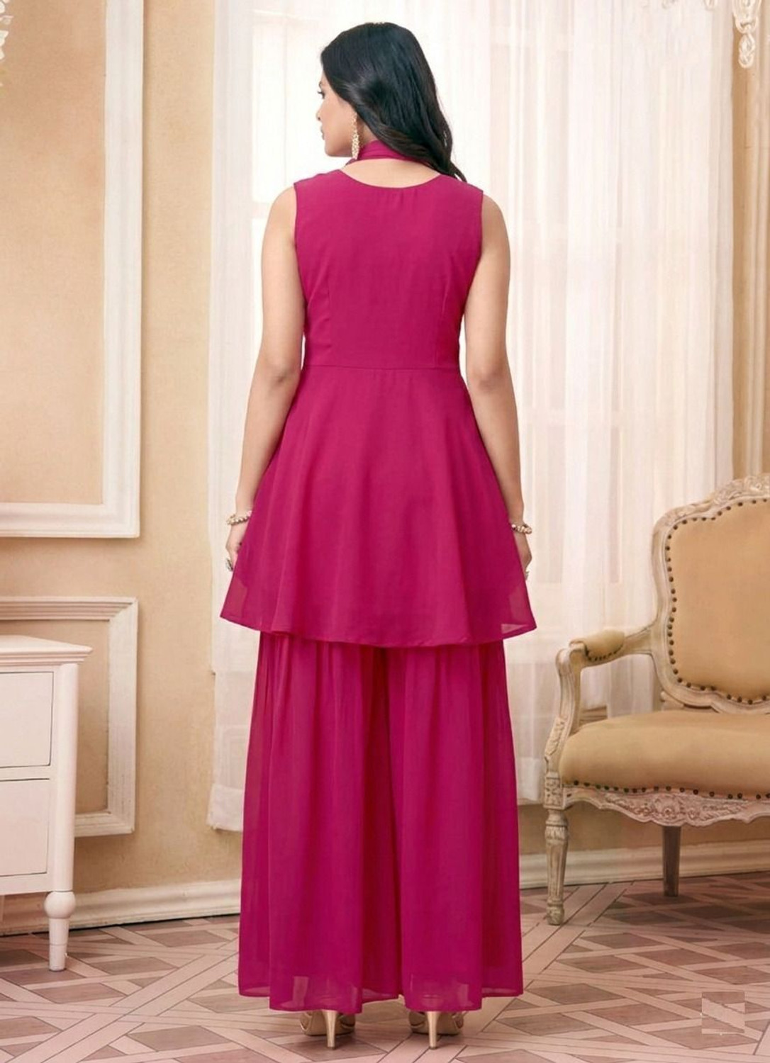 Image of Xomantic FASHION Embroidered Kurta, Sharara & Dupatta Set