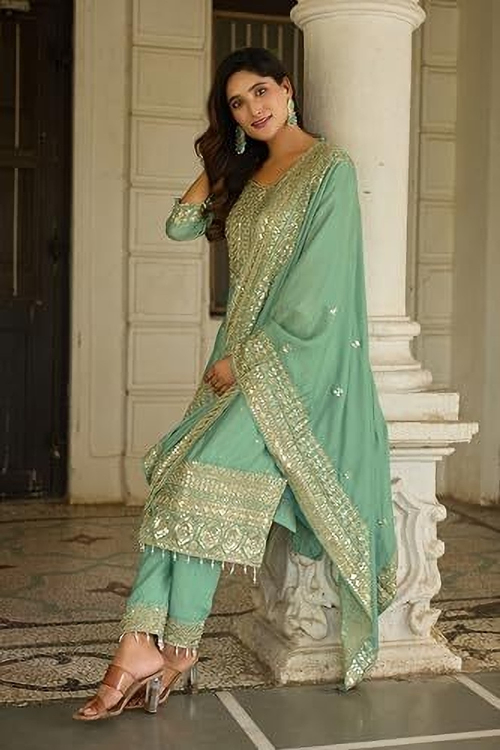 Image of SHISHKALA Printed Kurta, Trouser /Pant & Dupatta Set