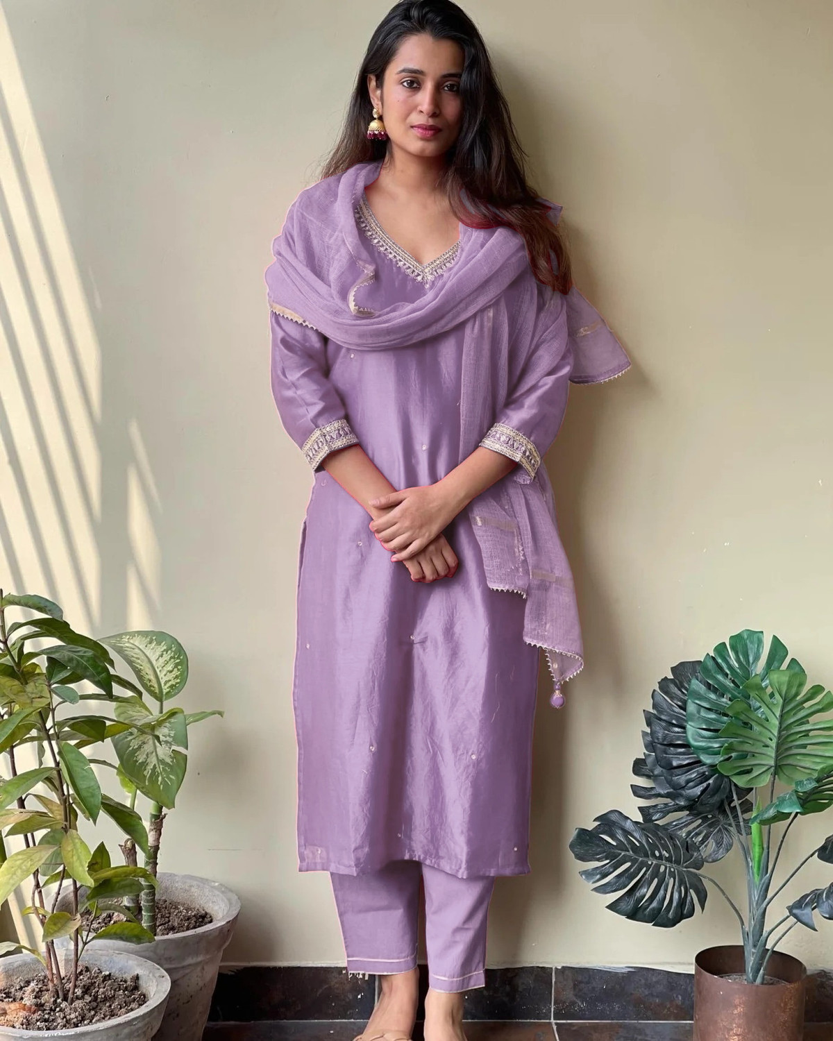 Image of PILUDI HOUSE Embroidered Kurta, Salwar & Dupatta Set
