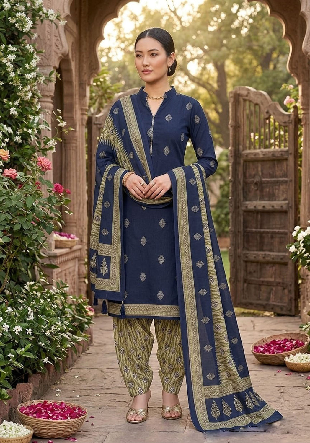 Image of SEWDHAGA Printed Kurta, Salwar & Dupatta Set