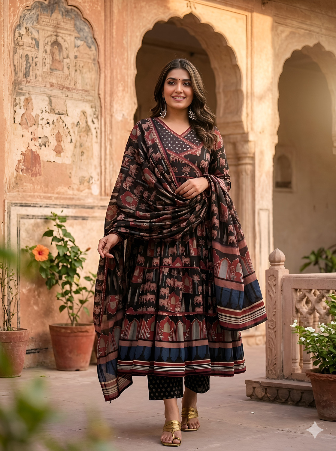 Image of DIVENA Floral Print Kurta, Trouser /Pant & Dupatta Set