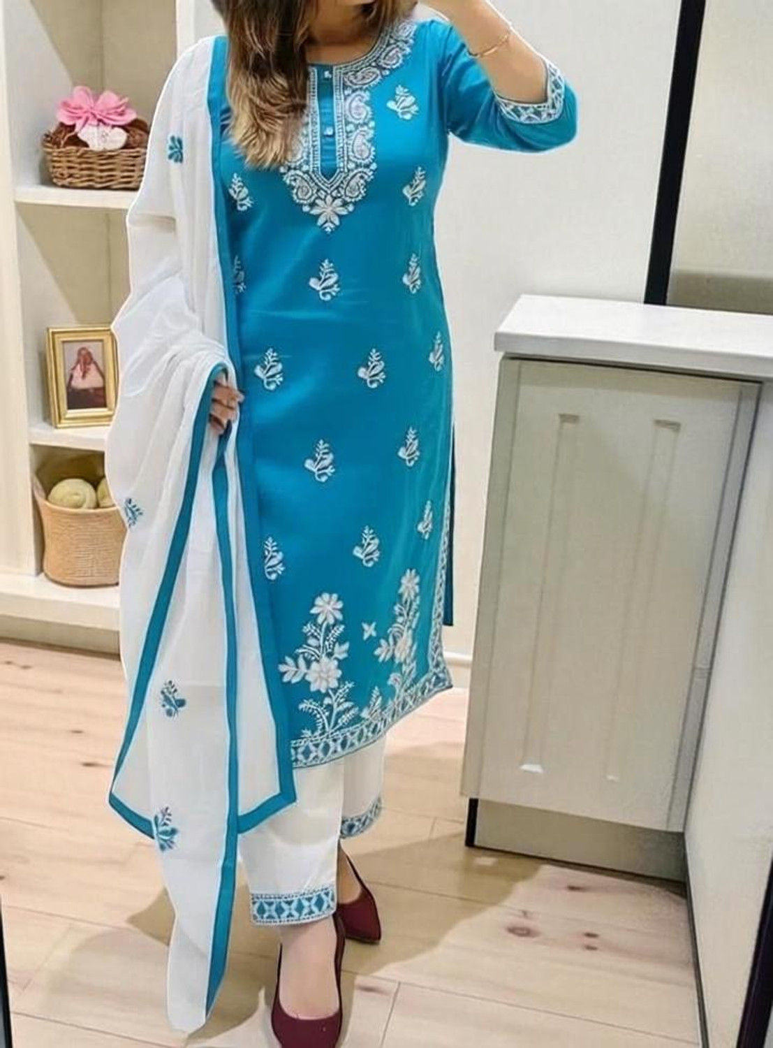 Image of Trendz Tycoon Embroidered Kurta, Salwar & Dupatta Set