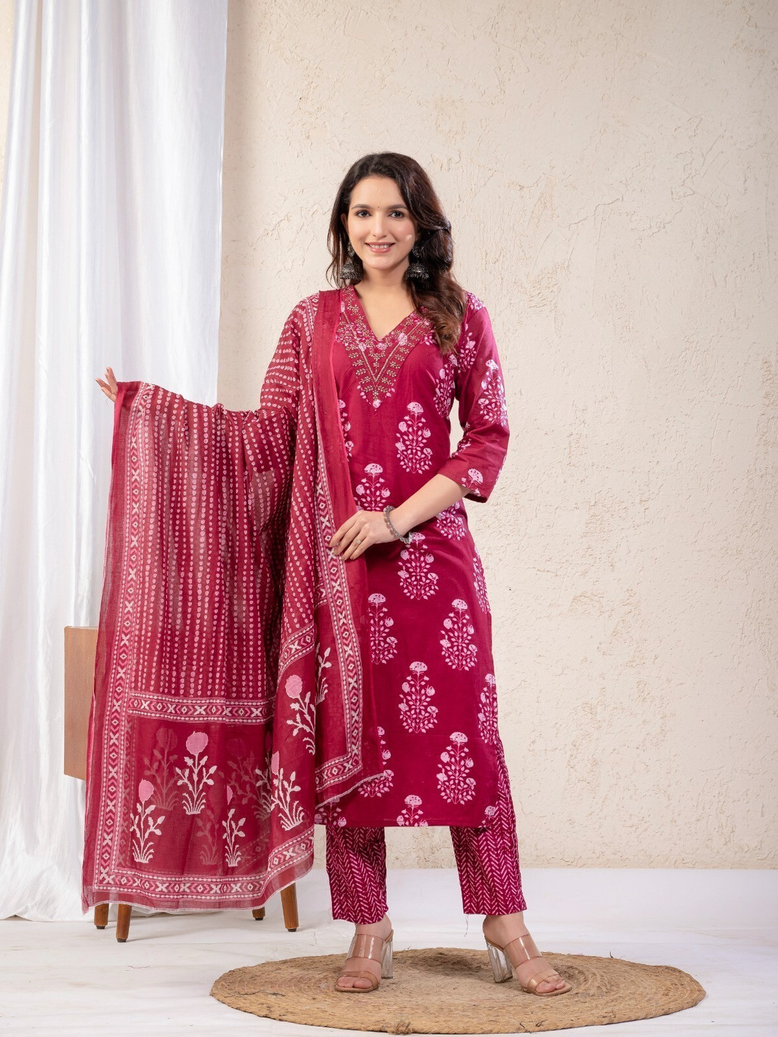 Image of Klosia Printed Kurta, Trouser /Pant & Dupatta Set