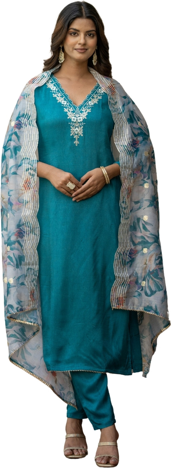 Image of SZN Embroidered Kurta, Trouser /Pant & Dupatta Set