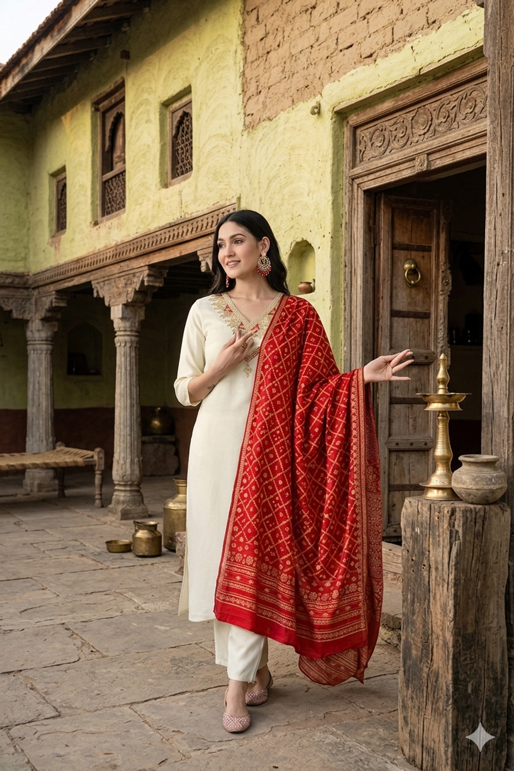 Image of Samoo Embroidered Kurta, Salwar & Dupatta Set