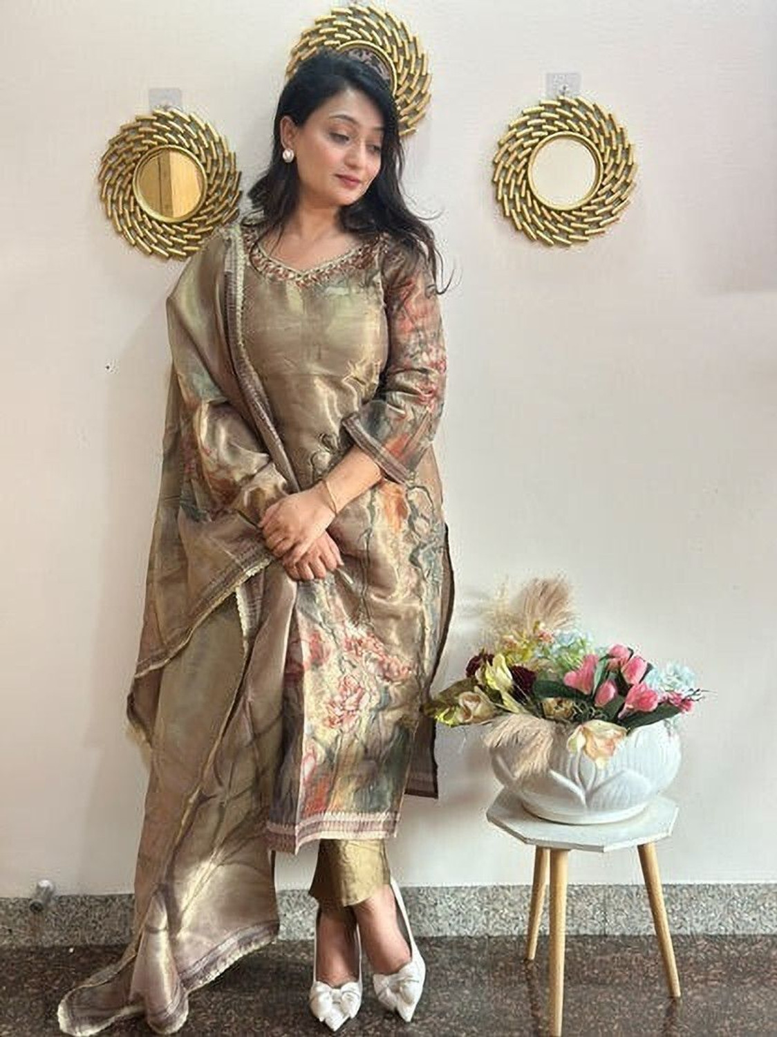 Image of ANSH JUHI Printed Kurta, Salwar & Dupatta Set