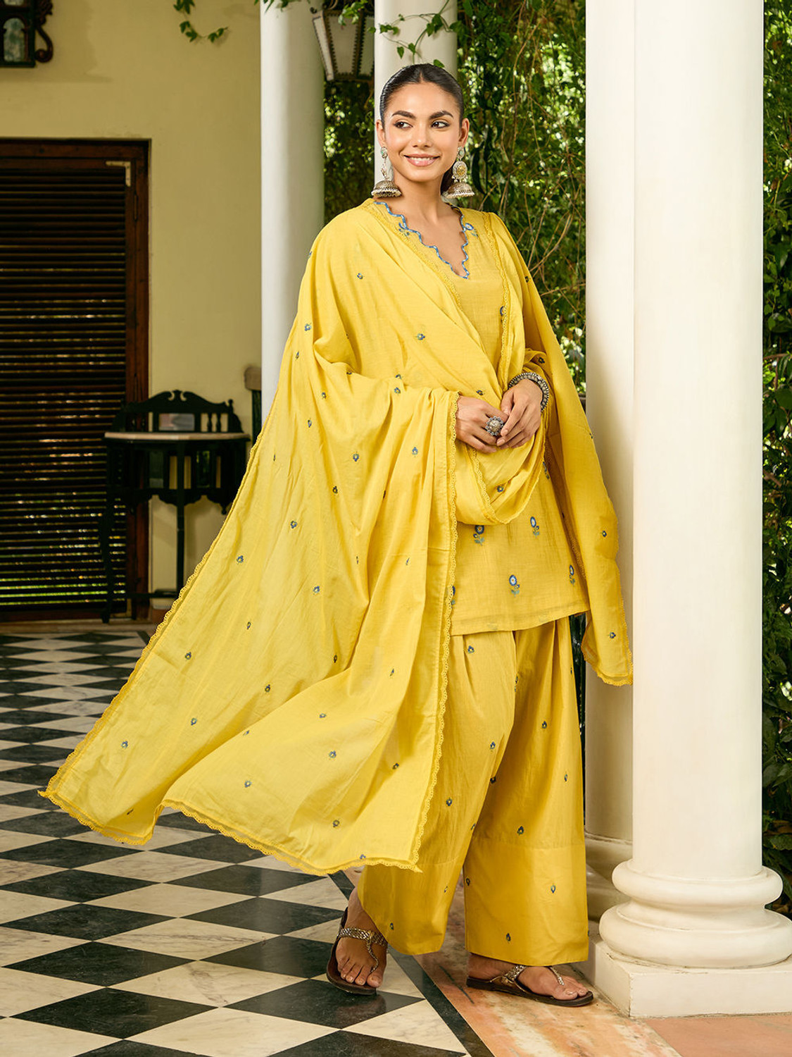 Image of Anni Designer Women Viscose Rayon Kurta Pant Dupatta Set