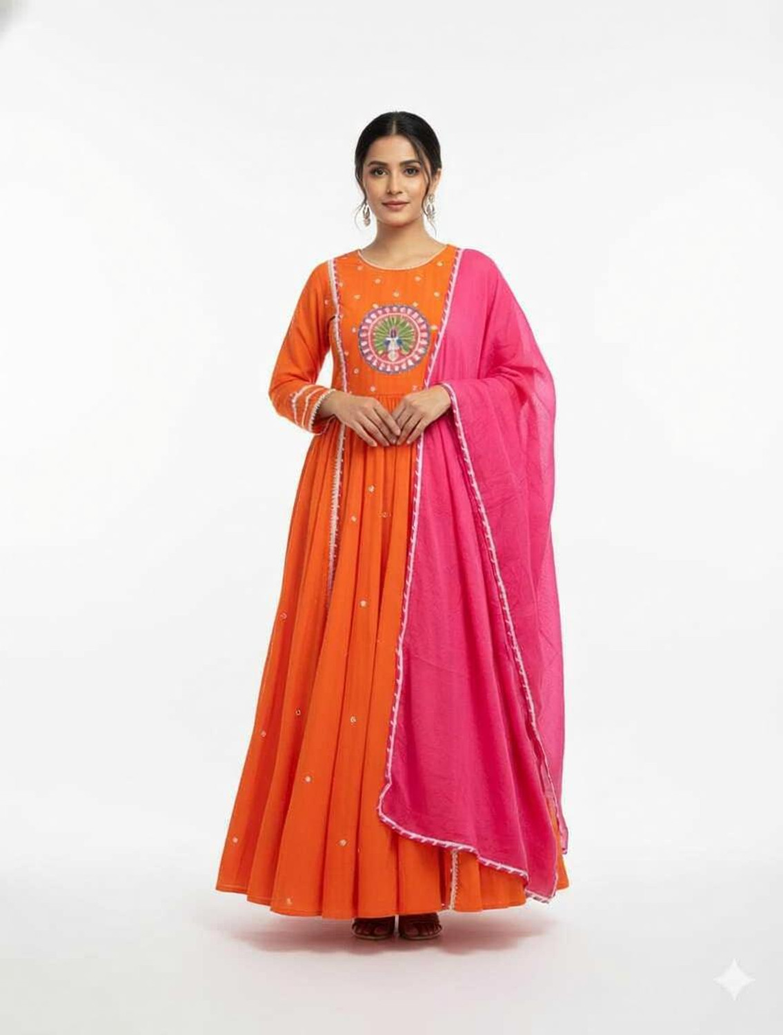 Image of Ankit Creations hetal Embroidered Anarkali Kurta, Bottom & Dupatta Set