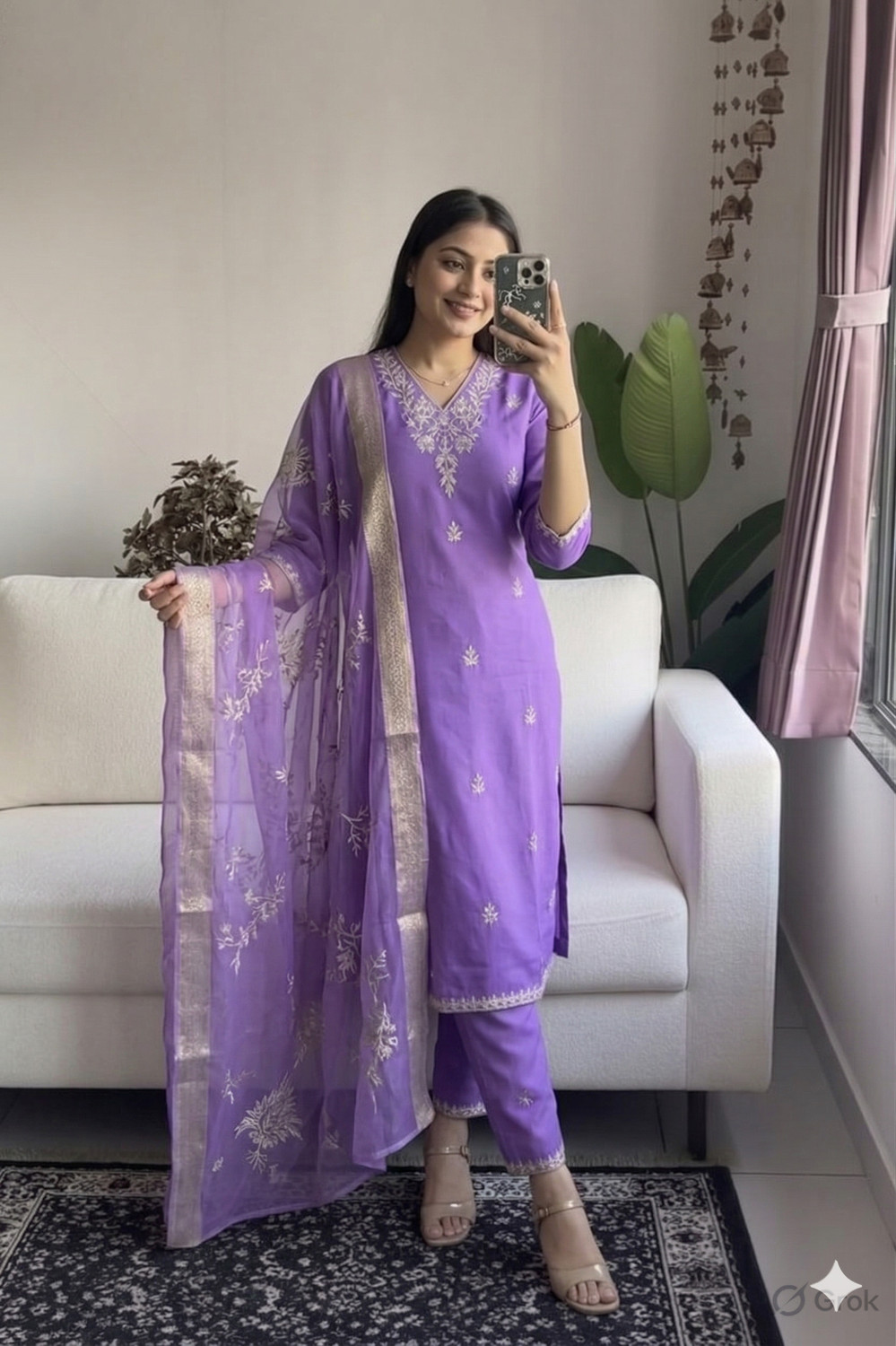 Image of Mariyam enterprises Pink-SuitSet Embroidered Kurta, Trouser /Pant & Dupatta Set