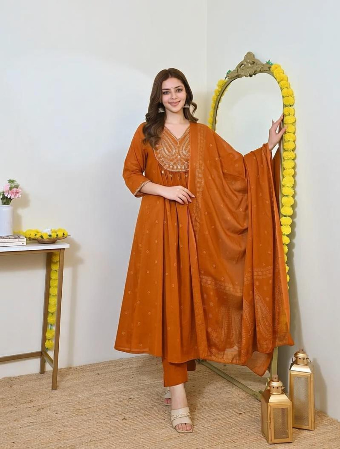 Image of Style Jaipur Women Pure Cotton Kurta Pant Dupatta Set