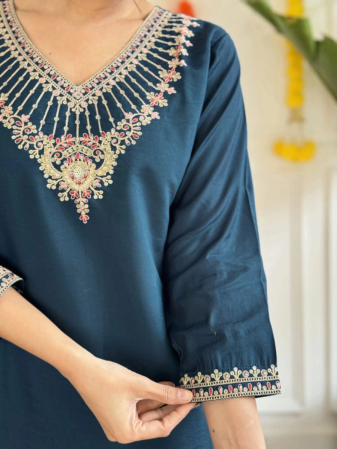 Image of PILUDI HOUSE Embroidered Kurta, Salwar & Dupatta Set