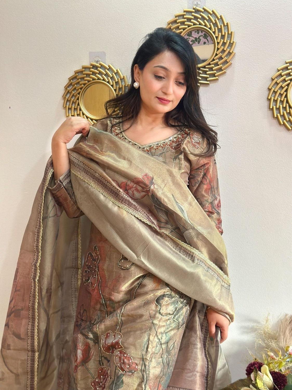 Image of ANSH JUHI Printed Kurta, Salwar & Dupatta Set