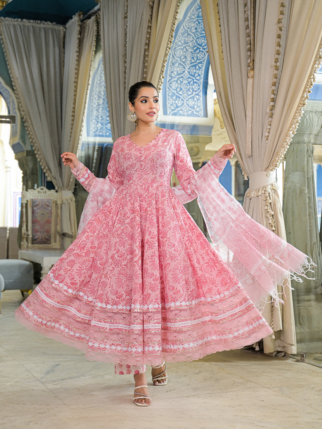 Image of DIVENA Floral Print Kurta, Trouser /Pant & Dupatta Set