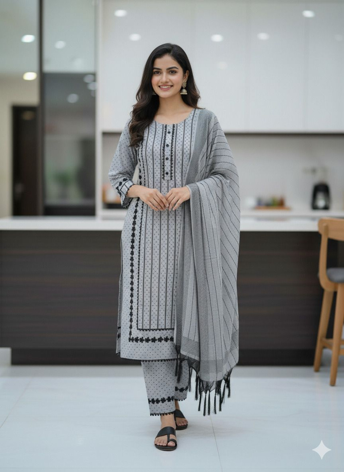 Image of UF Collection Self Design Kurta, Salwar & Dupatta Set