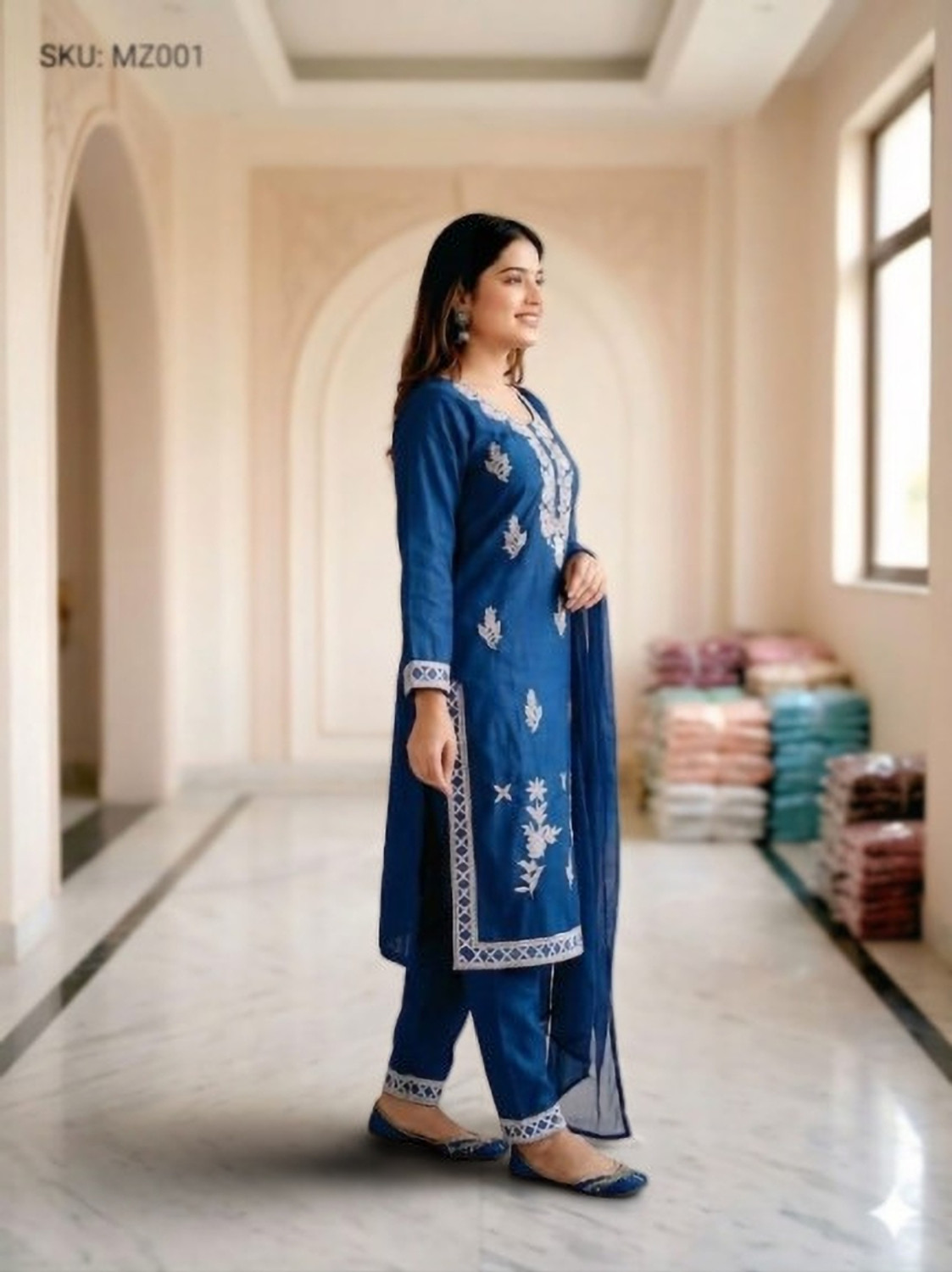 Image of SifaFashion Women Maroon Embrorded and Floral Printed Kurta Pant Dupatta Set Embroidered Kurta, Trouser /Pant & Dupatta Set