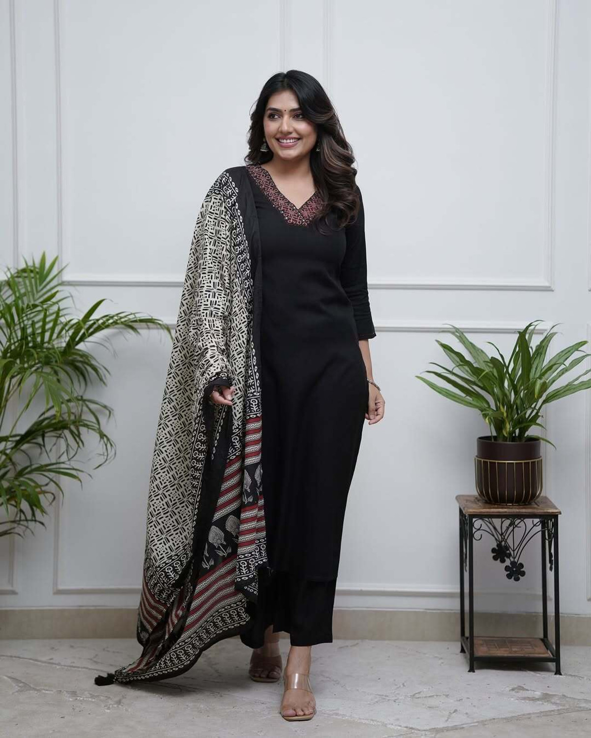 Image of SZN Embroidered Kurta, Trouser /Pant & Dupatta Set