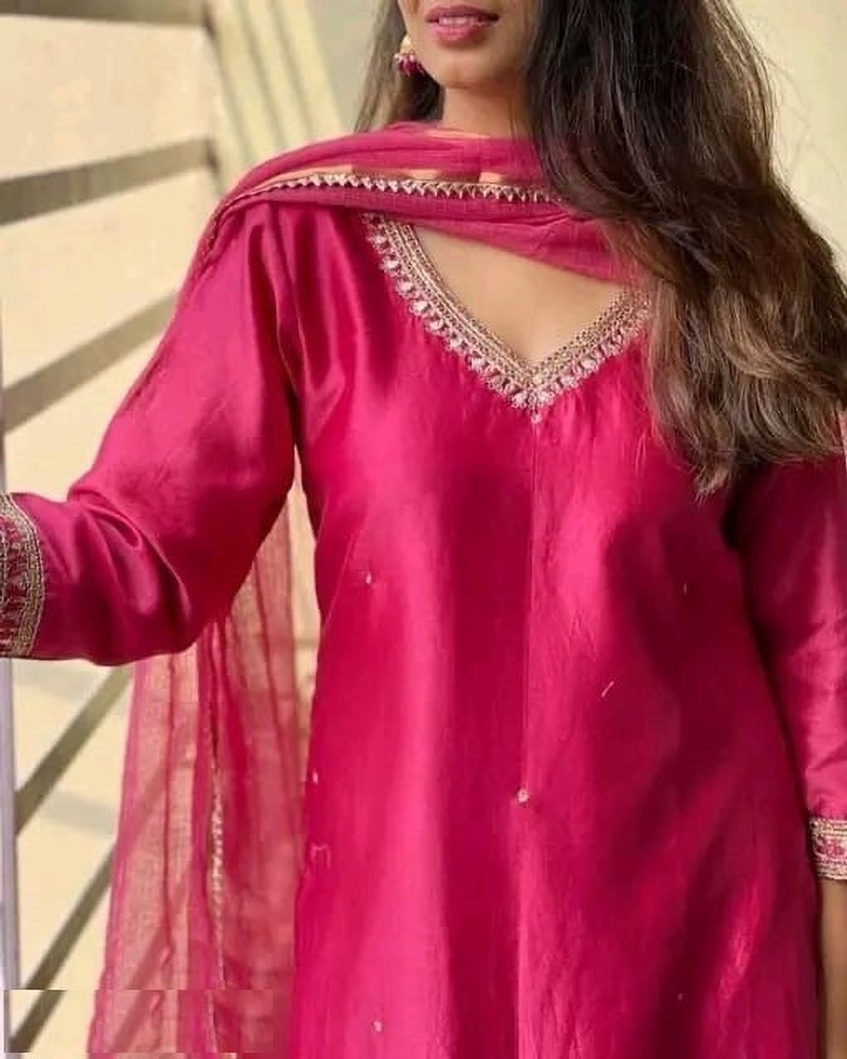 Image of MAA SHAKTI ENTERPRISE SHREE VASTRA Self Design Kurta, Trouser /Pant & Dupatta Set
