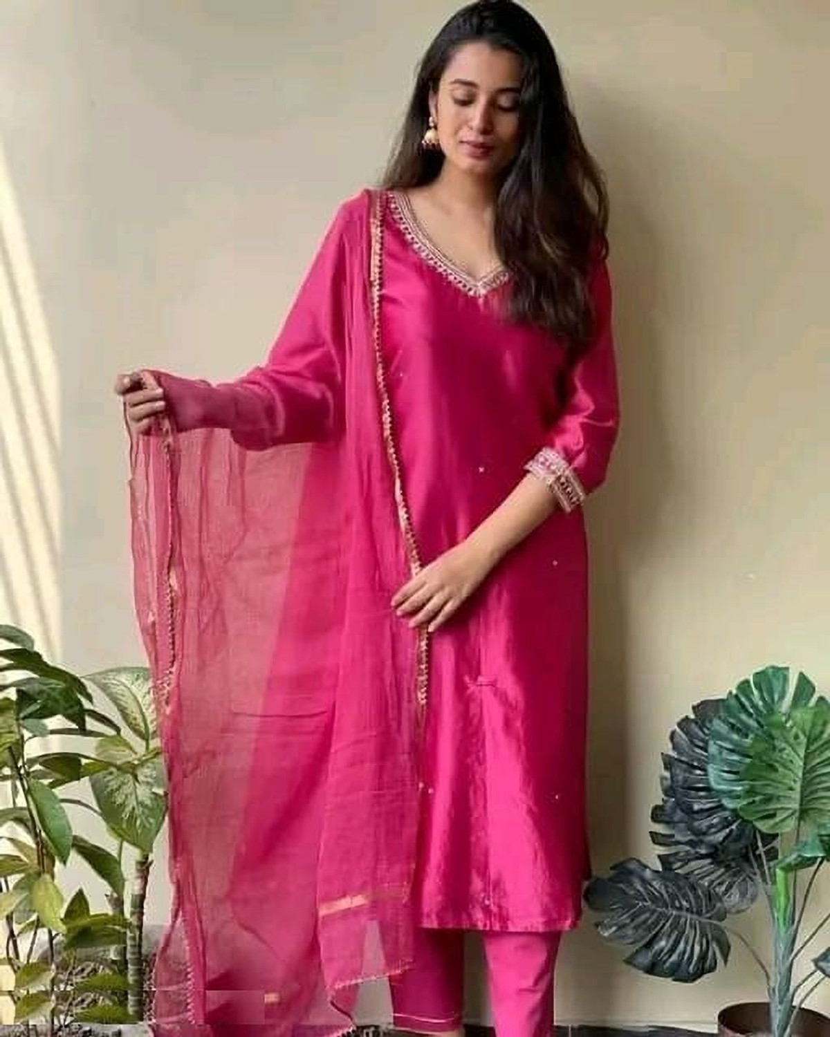 Image of MAA SHAKTI ENTERPRISE SHREE VASTRA Self Design Kurta, Trouser /Pant & Dupatta Set