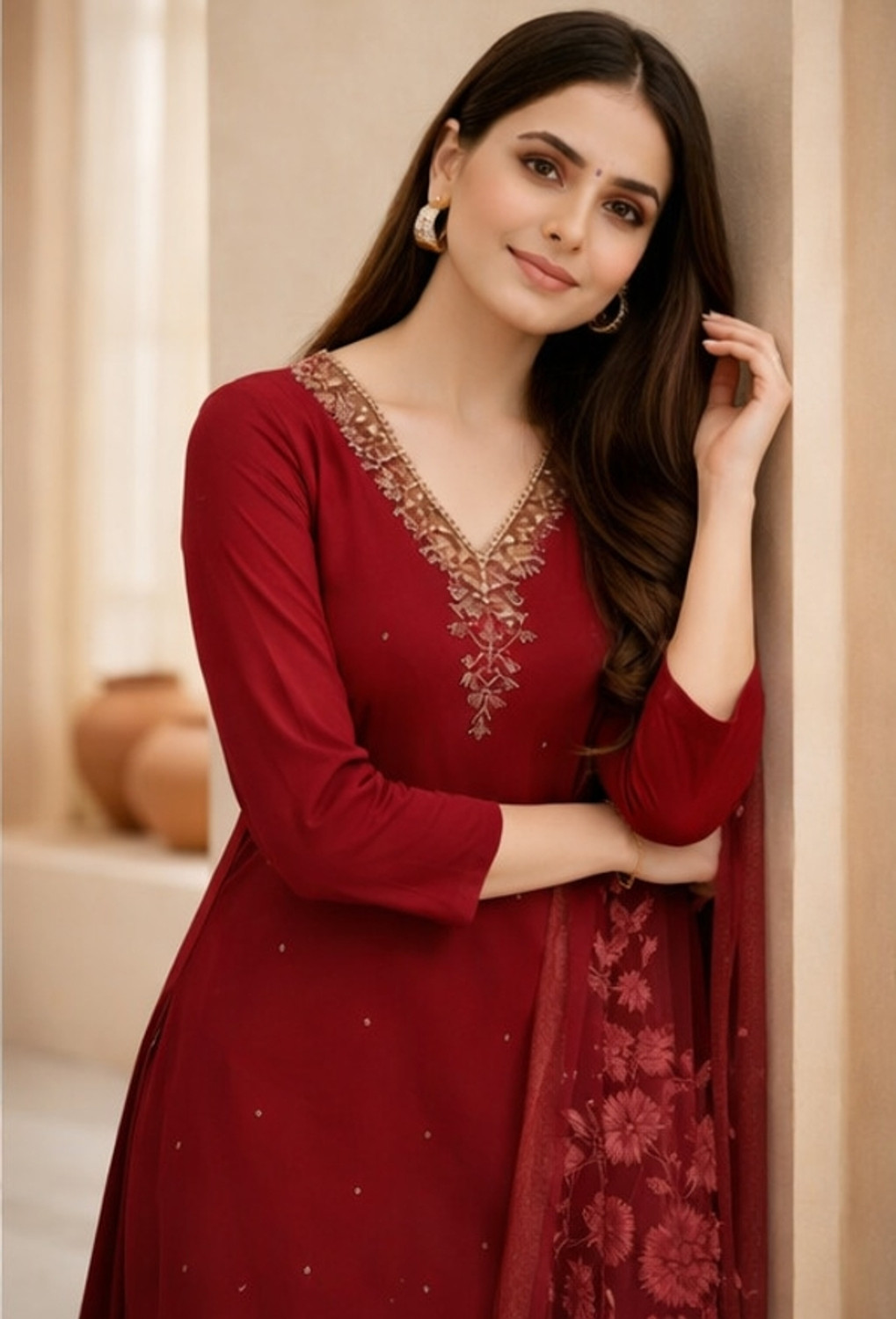 Image of Samoo Embroidered Kurta, Salwar & Dupatta Set