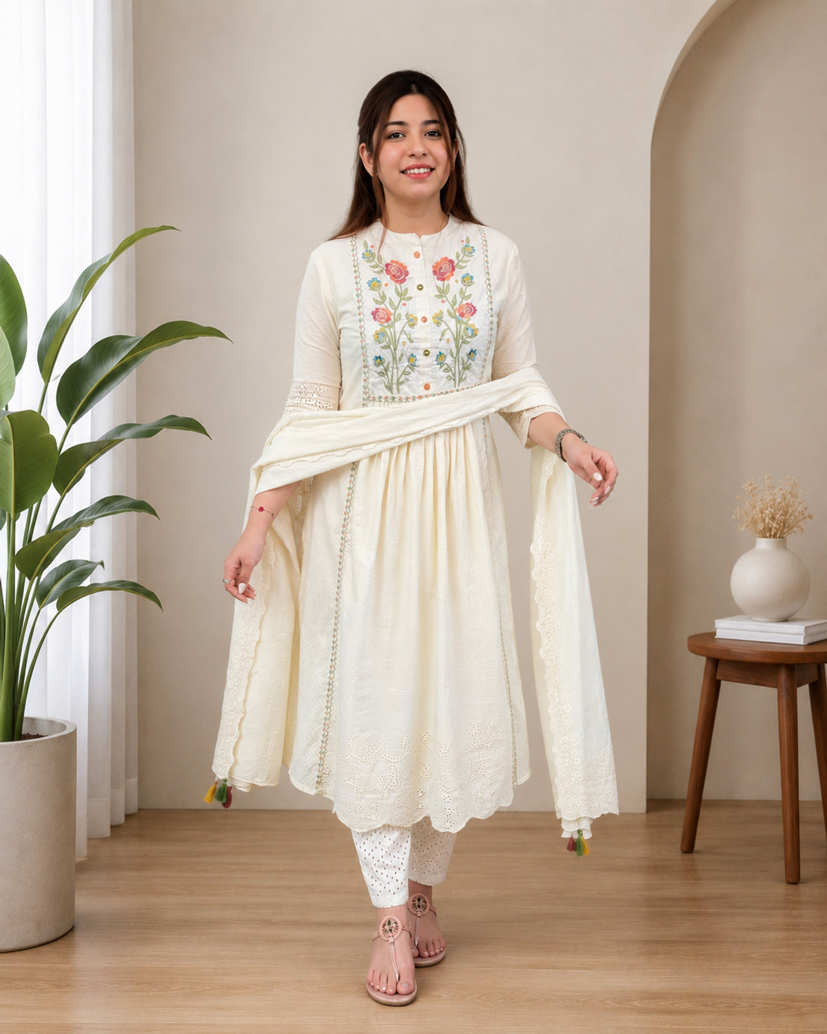 Image of UF Collection Self Design Kurta, Salwar & Dupatta Set